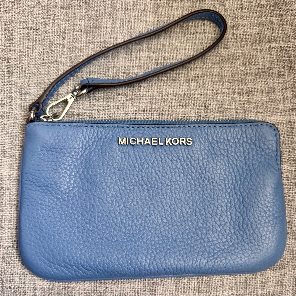 Michael Kors Jet Set Travel Wristlet in French Blue Leather